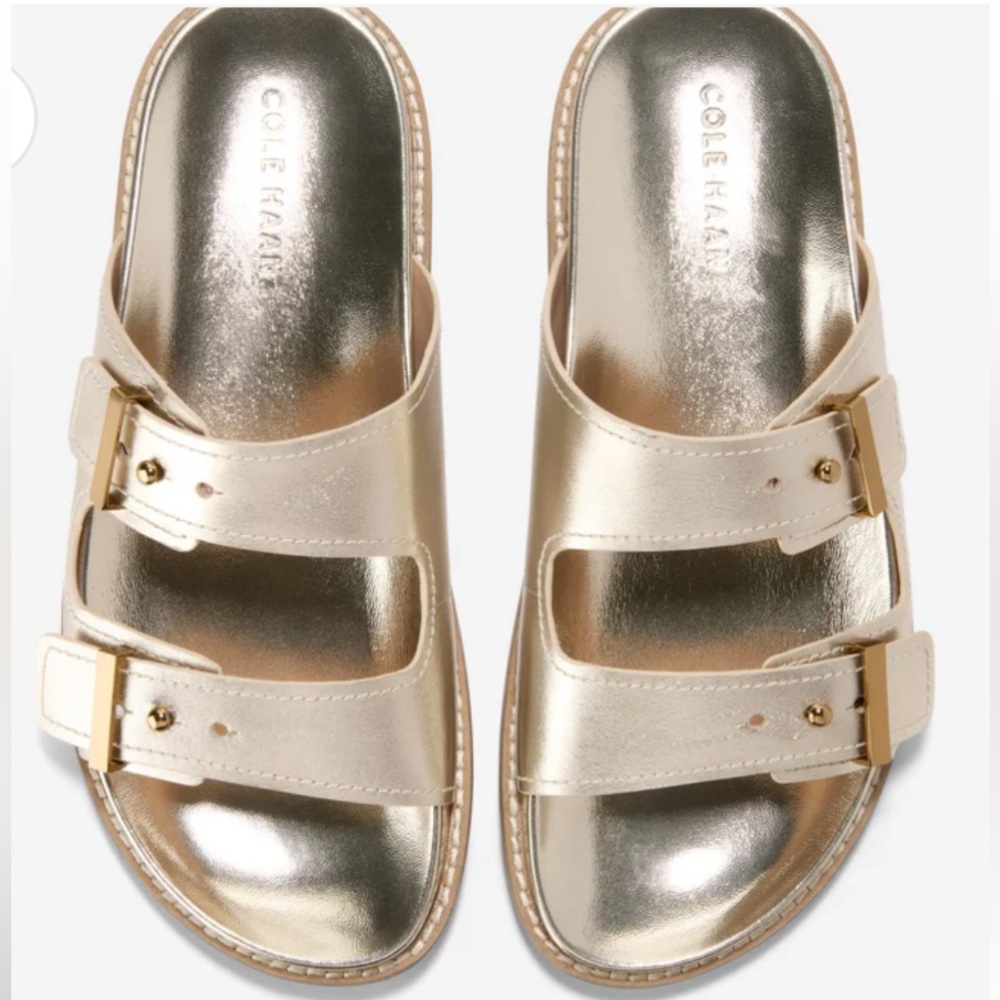 Cole Haan Marisol Footbed Sandals, Leather upper in Gold, women’s size 11 - Picture 5 of 7